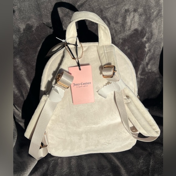Juicy Couture velvet backpack. Ivory w/rhinestone logo. Ivory. NWT. Great gift. - Picture 3 of 16